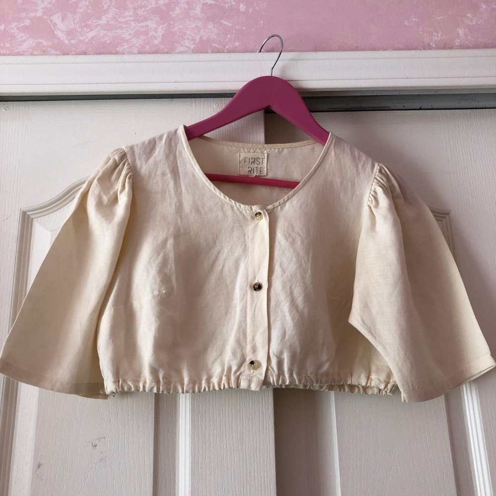 First Rite Button Blouse in Bone (S) - Picture 2 of 3